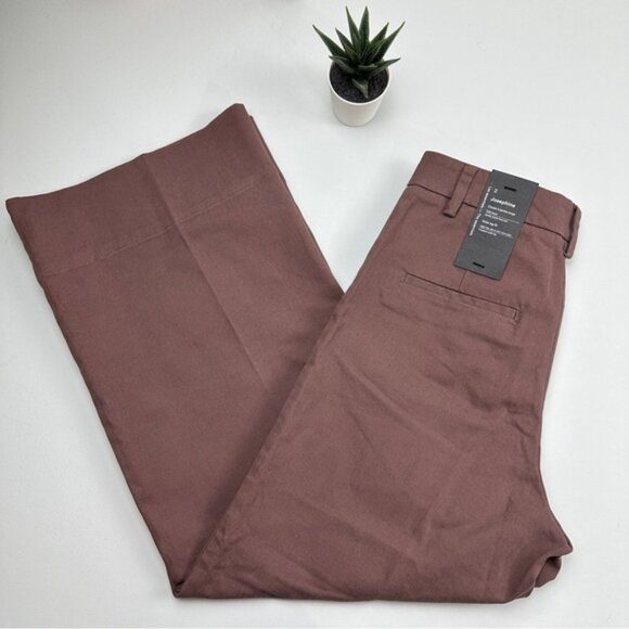 NWT Frank And Oak Josephine Cropped Pant, Brown, Wide Leg - Picture 2 of 11